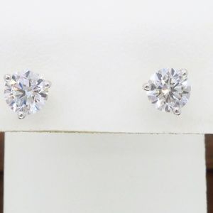 1.50CTW Diamond Stud Earrings in 14k White Gold Martini Settings